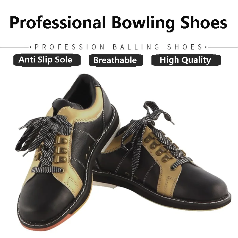 Zapatos de bolos de cuero genuino para hombre, zapatillas antideslizantes para mano derecha, zapatos de interior transpirables con cordones, calzado de bolos 38-47