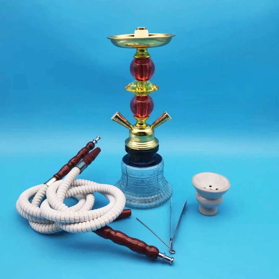 Arabia Hookah Set Small Double Tube Hookah Glass Bottle Ceramic Bowl Hose Water Pipe Bar KTV Shisha Accessories Birthday Gift