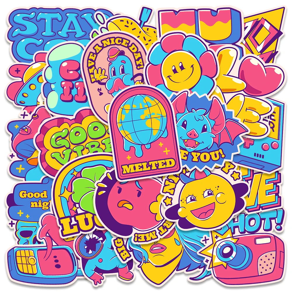 23pcs Funny Cute Cartoon Aesthetic Graffiti Phrase Stickers For Luggage Phone Guitar Skateboard Laptop Decals Kids Toy