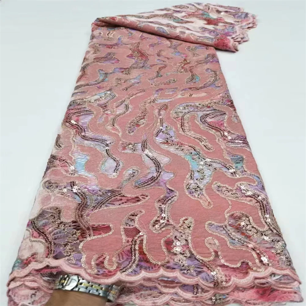 

African Tulle Velvet Mesh Lace Fabric 2023 High Quality Nigerian French Lace Fabric For Wedding Party Dress Sewing dp-0190