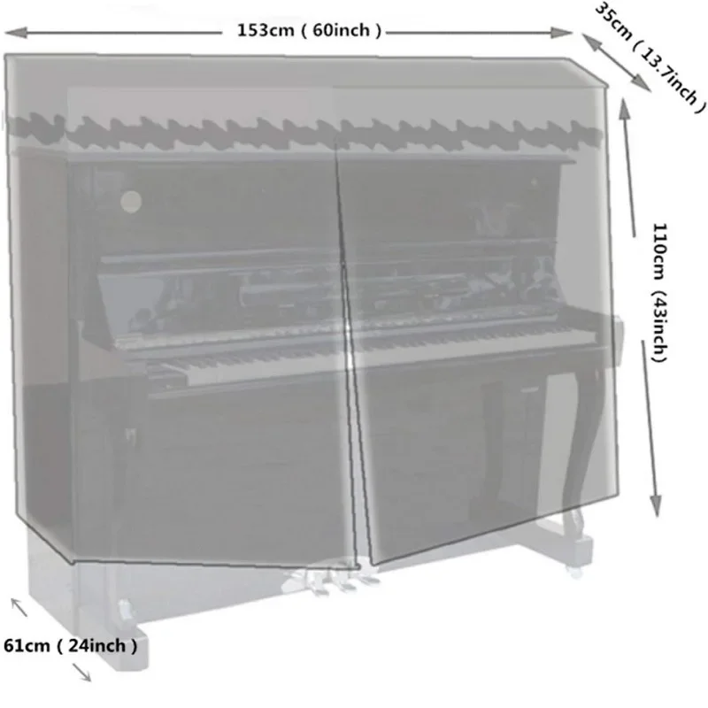 420D Piano Cover Black Oxford Cloth Silver Coated Waterproof and Dust Protective Cover Instrument Dust