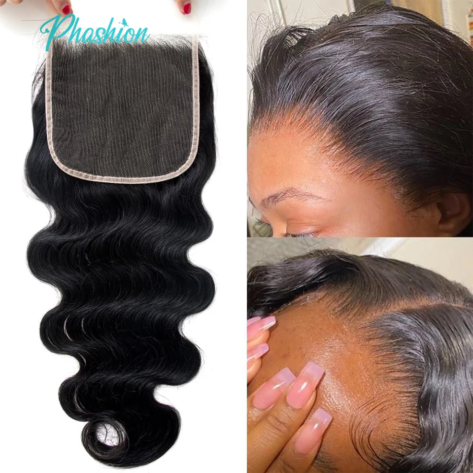 Phashion Full Long Real HD 5x5 Lace Closue 30 28 inch Skinlike Swiss Frontal Only Kinky Curl Straight Loose Deep Wave Human Hair 3
