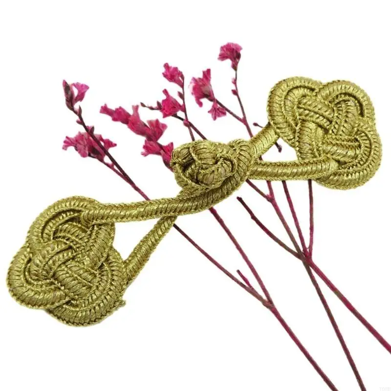 Handgewebtes Webenknotenknopf Strickjacke Gold Drahtknöpfe Knoten Befestigungselement Anzug Einladung Geschenkbox DIY Y08E – Detail 7