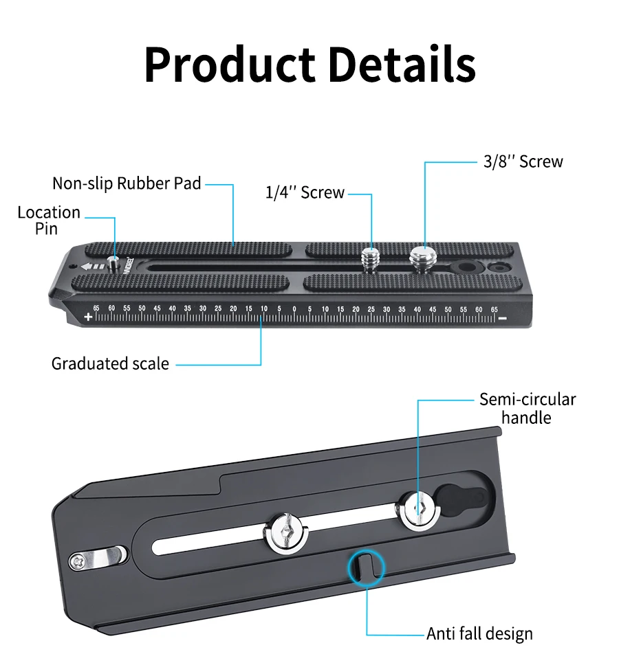 QV160 Quick Release Plate Compatible with Manfrotto 501PL Series Video Fluid Hea