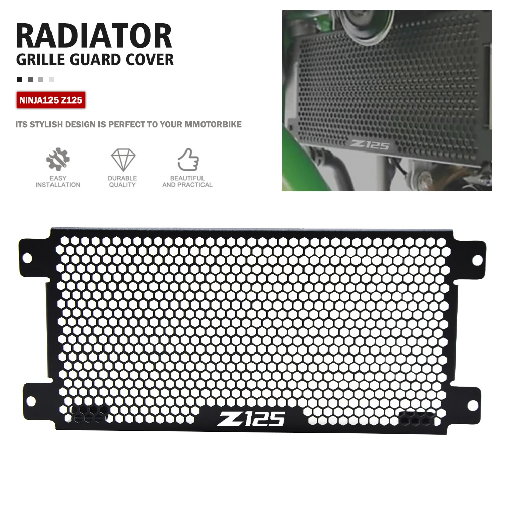 

Motorcycle Aluminum Radiator Grille Grill Guard Cover Protector FOR Kawasaki Ninja 125 Z125 Ninja125 2019 2020 2021 2022 2023
