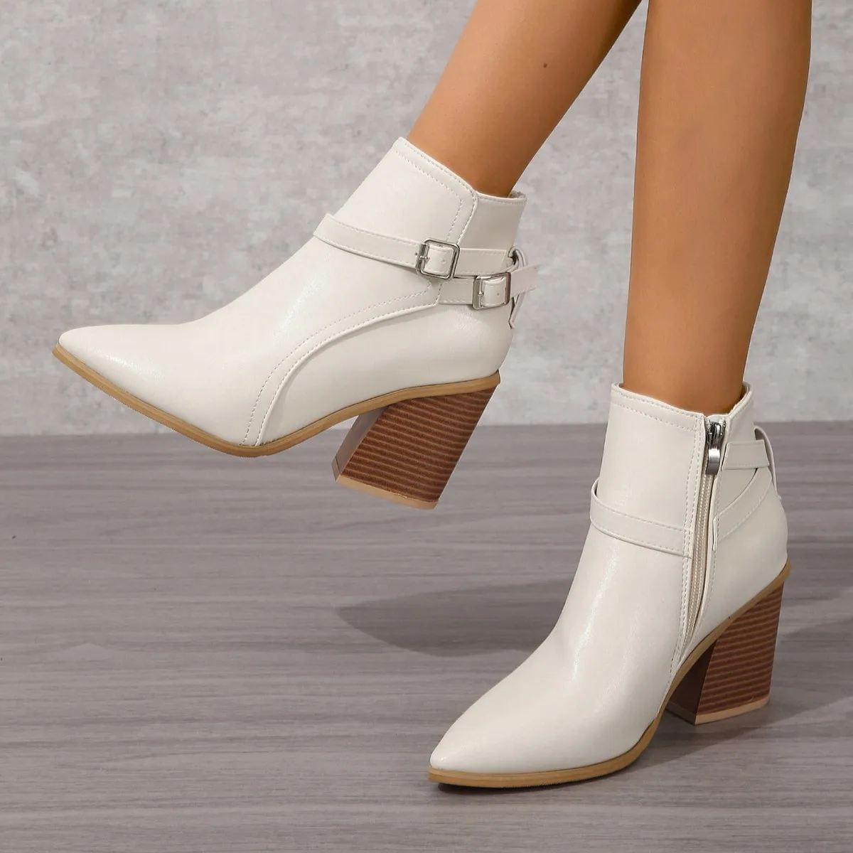 Autumn Design Heel Ankle Boot Fashion Pointed Toe Zip Ladies Casual Chelsea Boots Shoes Soft Leather Short Boot Boots Women 2024