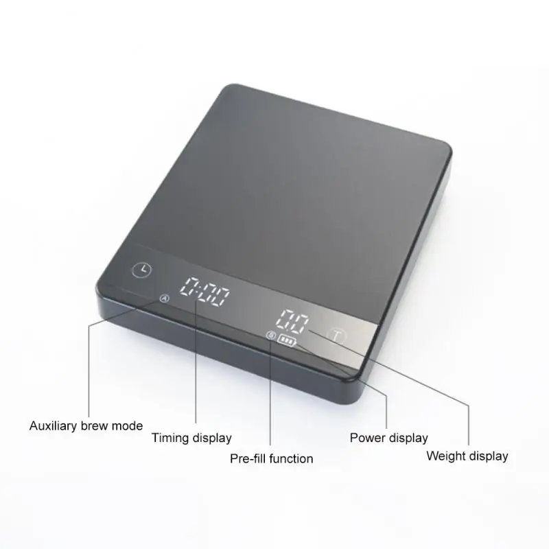 블랙 미러 베이직 + 2 플러스 디지털 커피 식품 주방 체중계, 시간 USB 라이트 무게추 미니 디지털 체중계, 신제품