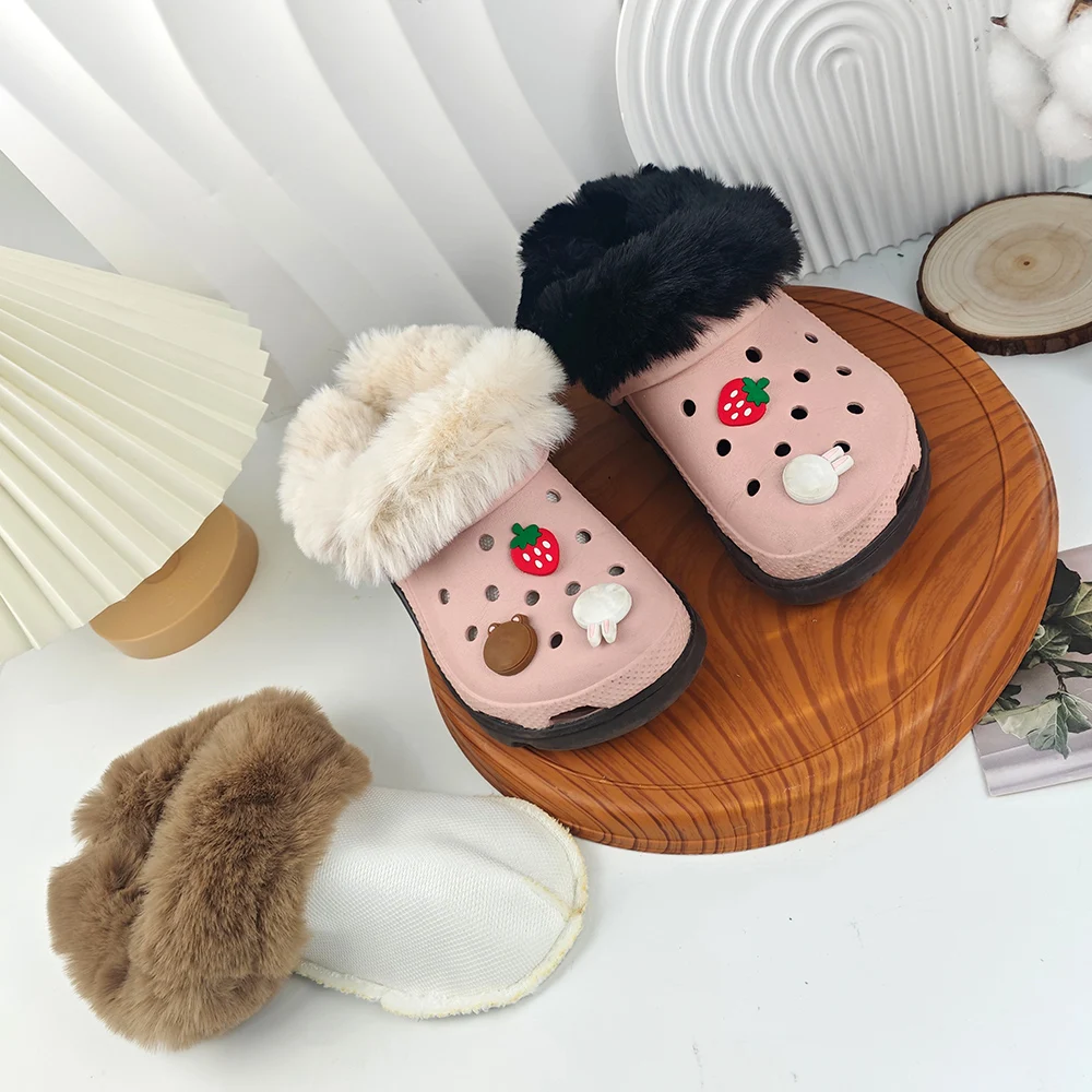 Shoe Insoles Shoe Covers Thicken Plush Insole For Men Women Removable Plush Liner Winter Warm Ankle Sock Shoe Charms