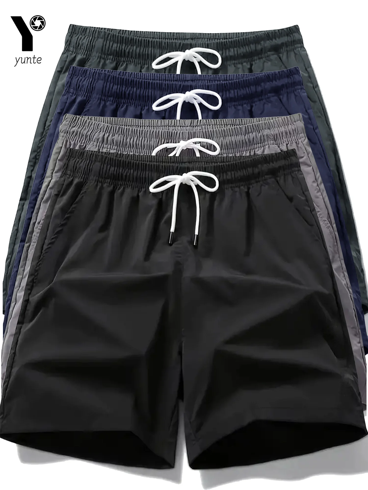 Men's Quick Drying Sports Shorts 4 Colors 4-Pack Casual Loose Elastic Belt with Drawstring Lightweight Suitable for Running and 1
