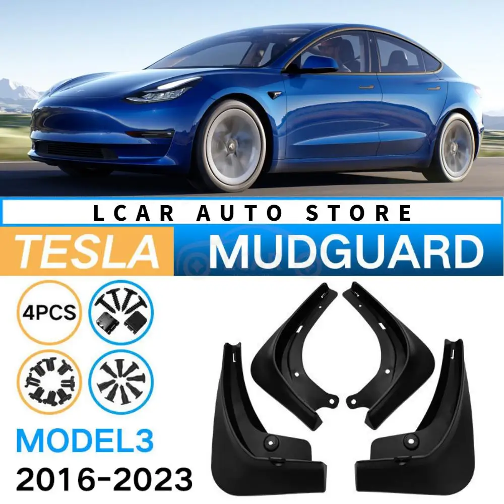 

Fit For Tesla Model 3 2016-2023 Mudflaps Mud Flaps No Drill Splash Guards Mudguards Front Rear Fender Protector Car Accessories