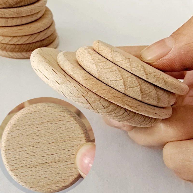 10pcs Natural Round Wooden Pieces Unfinished Wood Slices Diy Craft