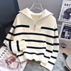 Sweater Pullover Women Spring and Autumn Underwear 2023 New Zipper Stripe Underlay Short Style Popular Premium Sweater Female 2