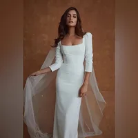 Simple Wedding Dresses For Women Civil Square Neck Half Sleeves Mwemaid Bride Dresses vintage Wedding Gown 2024 Customized 2