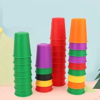 Montessori Toys Mini Stack Cup Game With Card Educational Intellectual Enlightenment Color Cognition Logic Training Children 2