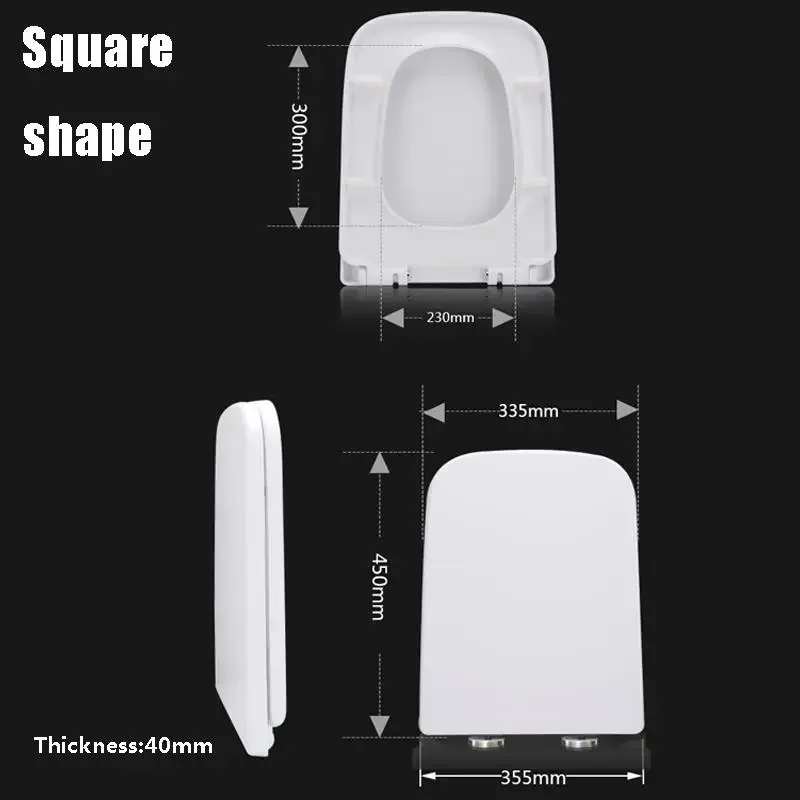 PP Universal Slow-Close Toilet Seat Lid Cover Set Thicken Replacement Antibacterial Square Round Toilet Seats toilet seat cover