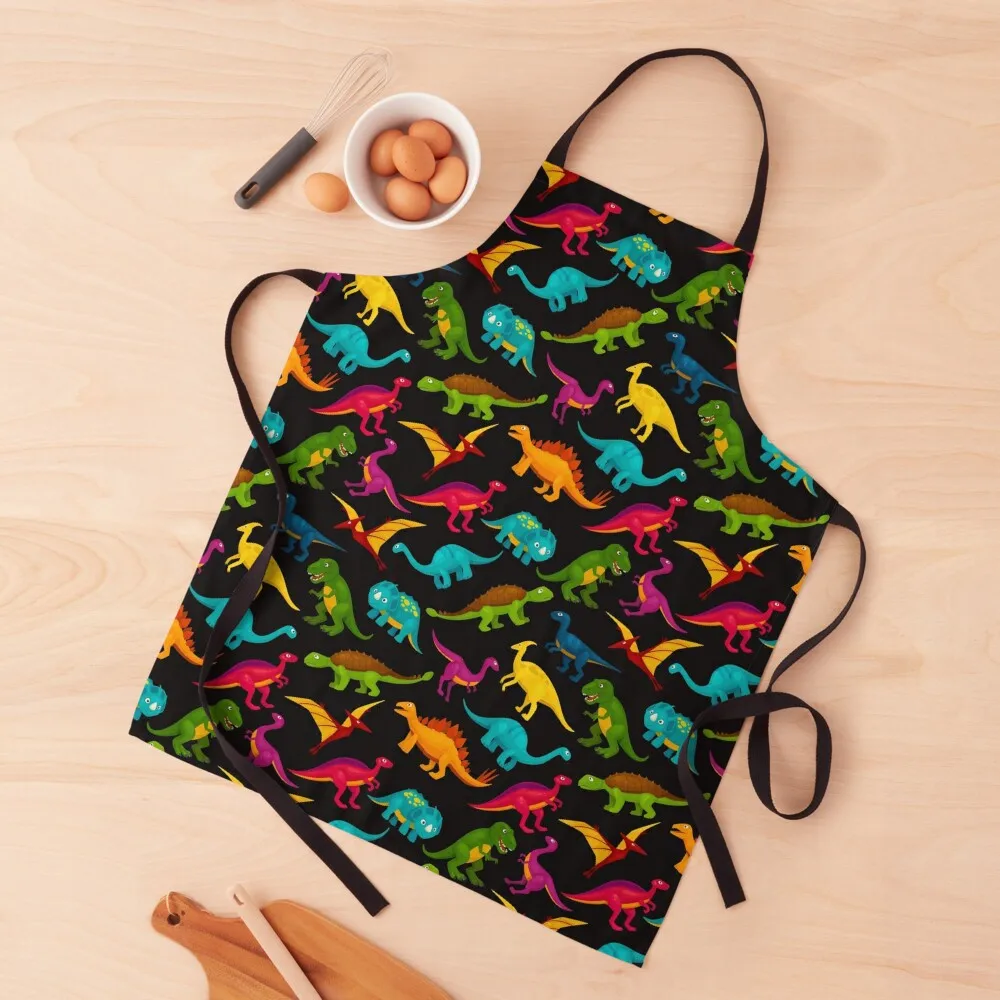 

Cute Multi Colored Dinosaur Pattern Apron Chef Accessory Home Utensils Kitchen Apron For Men Womens Dresses