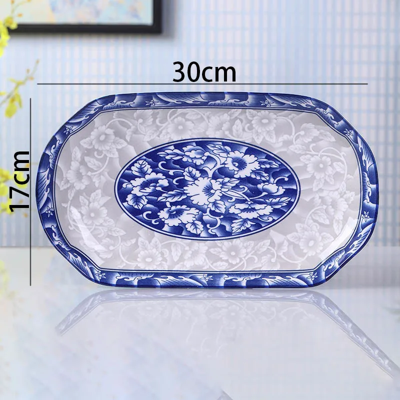 Creative Ceramic Plate Sets Blue and White Porcelain Living Room Dinner Set Plates and Dishes Glaze Colored Breakfast Bread Dish