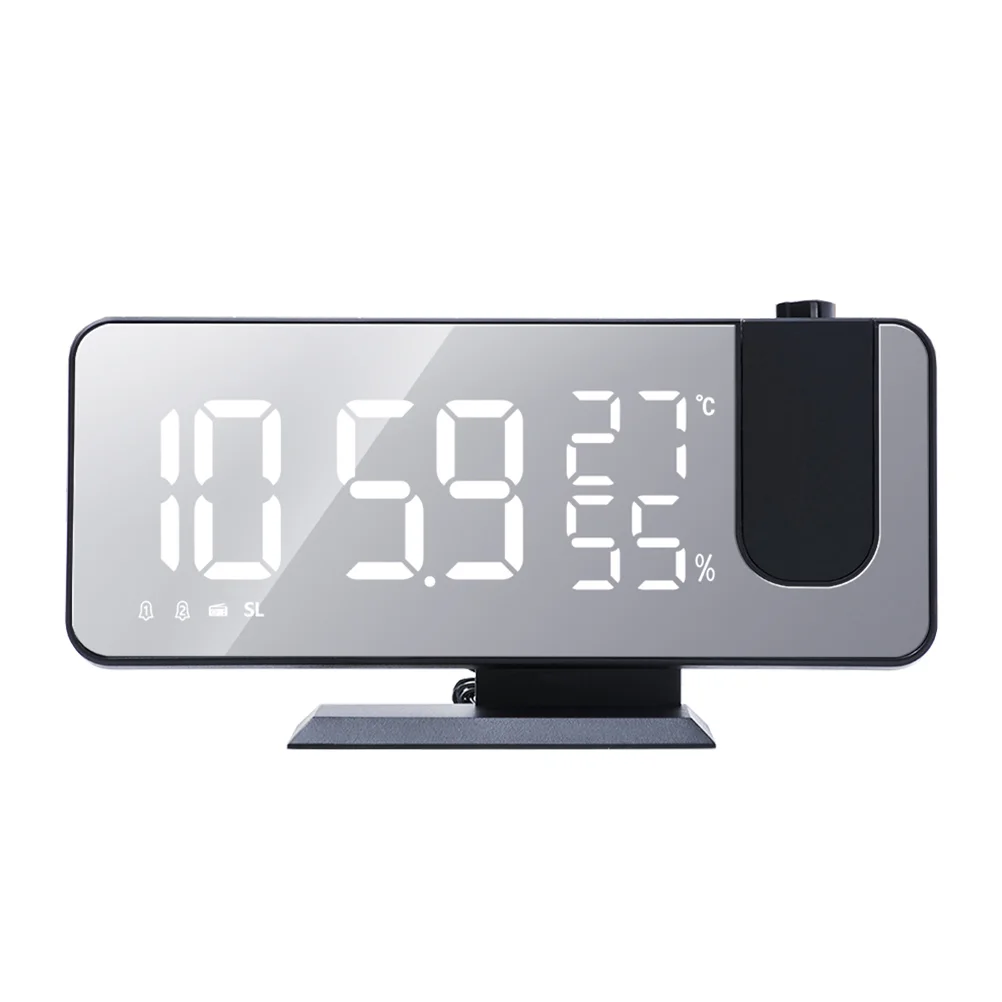

LED Projection Alarm Clock Indoor Digital Hygrometer Room Thermometer Screen Clocks Table Radio Weather Forecast -hygrometer