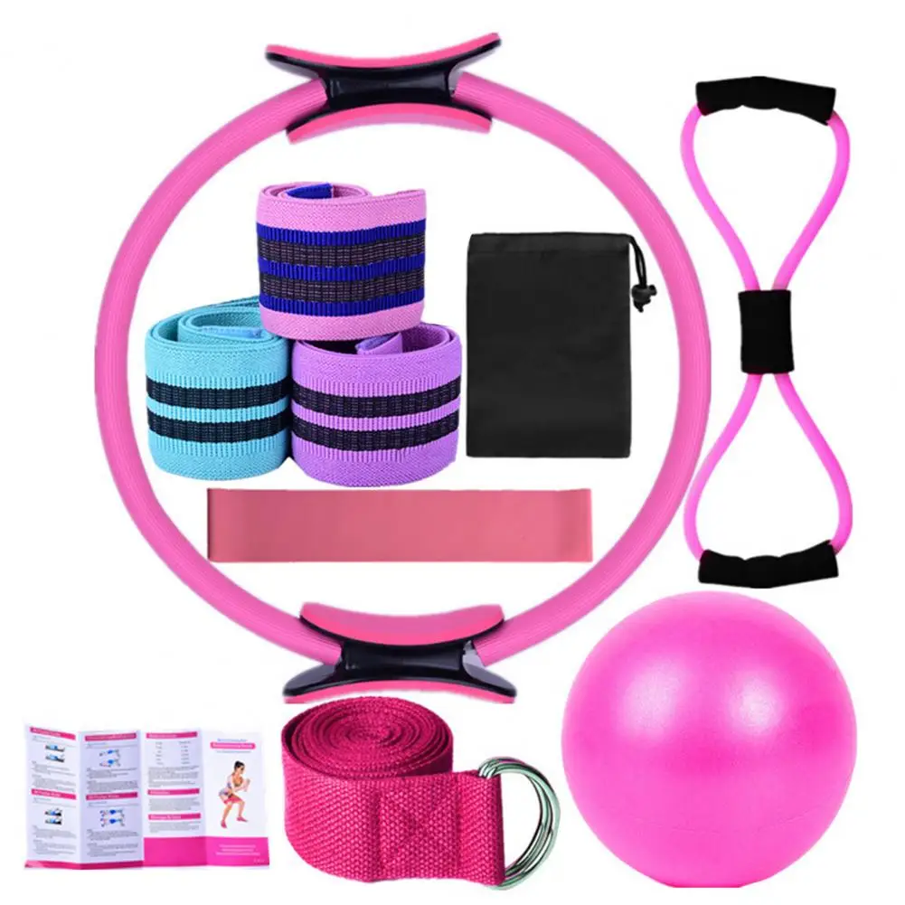 Yoga Fitness Kit Pilates Ring Yoga Ball Glute Booty Band Figure 8 Resistance Band Stretching Belt Gym Equipment 11Pcs/Set