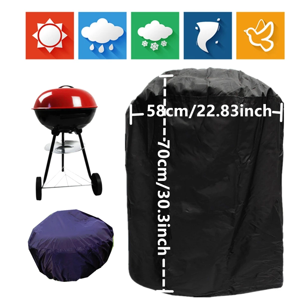 Round BBQ Waterproof Cover Kettle Barbeque Covers Outdoor Furniture Protector 