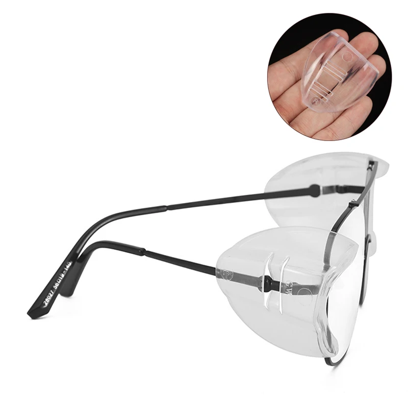 1Pair Eye Flexible Clear Glasses Side Shields Universal Anti Fog For Women Men 50x45x20mm Safety Goggles Glasses 95% Protection 2pcs tpu transparent glasses protective flanking lens glasses side shields slip on clear side shields eye protection