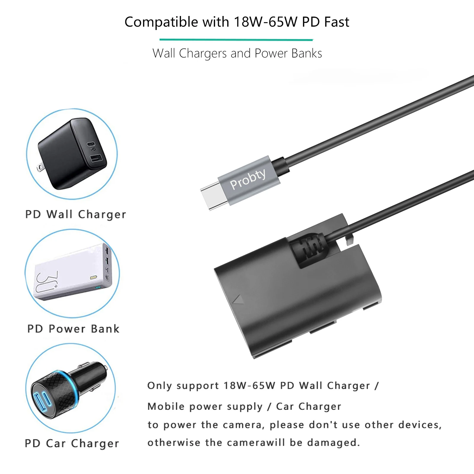 Alimentatore Fittizio LP-E6N Con Adattatore USB-C Per Canon 5D, 6D, 7D, 80D, 90D, R5, R6, R7 – Alimentazione Continua Esterna