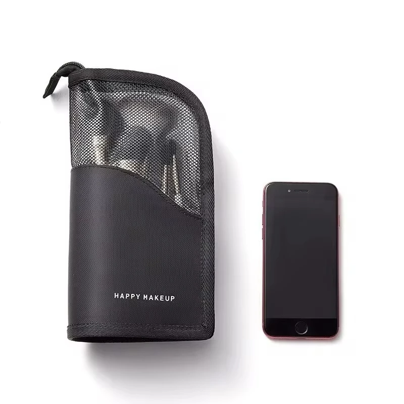 1PCS Women Transparent Zipper Vertical Cosmetic Bag Portable Travel Makeup Brush Storage Rack Women Toiletries Organization Bag