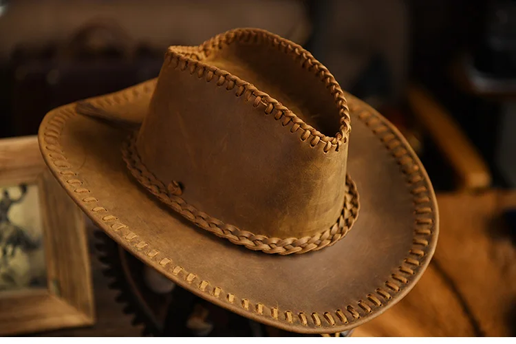 کلاه کابوی دستساز چرم طبیعی Crazy Horse 12 Secc3ceed6fac4856a5d37b34268e2193T