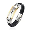 Fashion Men's Cross Stainless Steel Woven Leather Rope Bangles Religious Party Prayer Wishing Amulet Bracelet Jewelry Gift 1