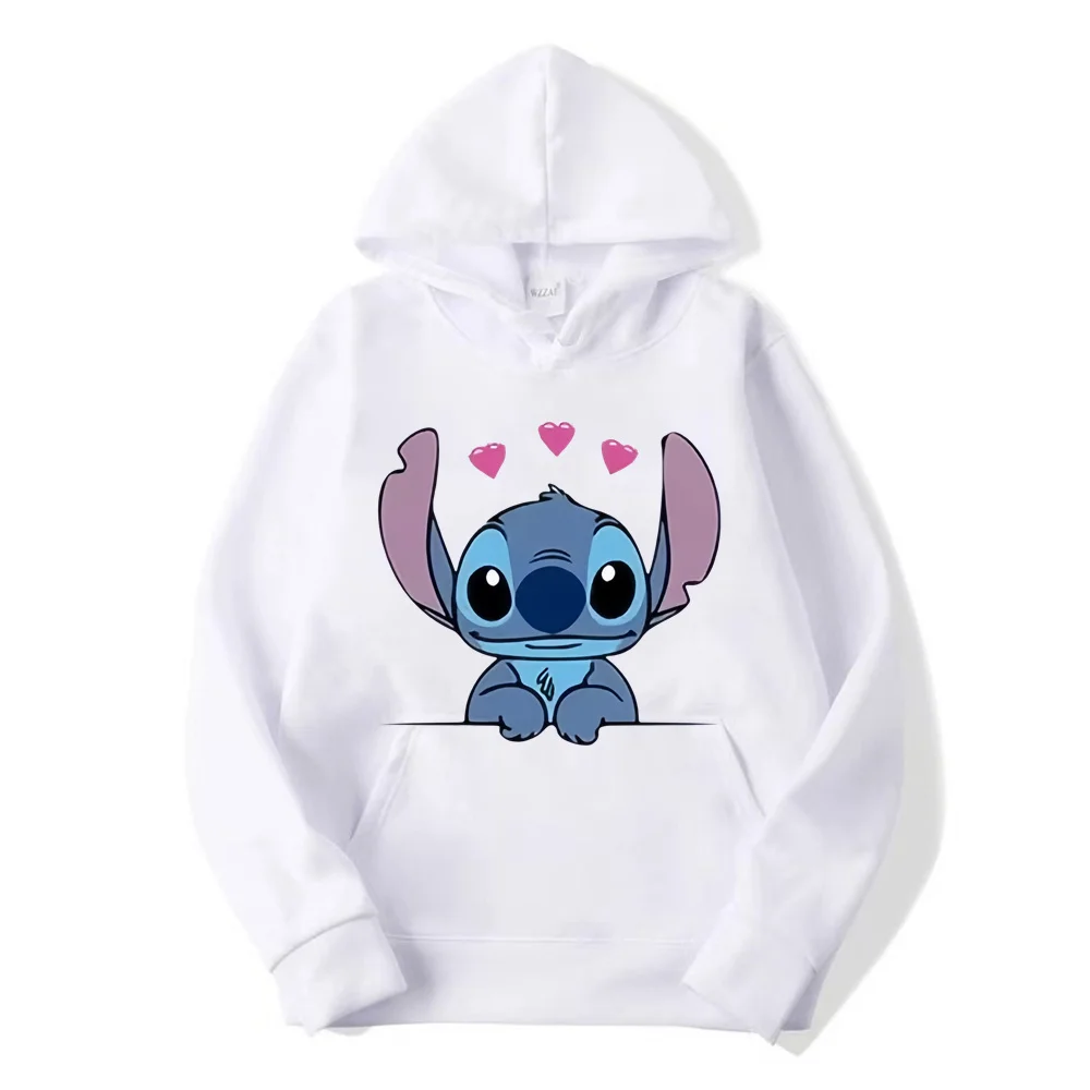 Disney Stitch Cartoon Anime Women Pullover Spring Autumn Men Oversized Hoodie 2024 Fashion Casual Couple Sweatshirt Clothes Tops 6