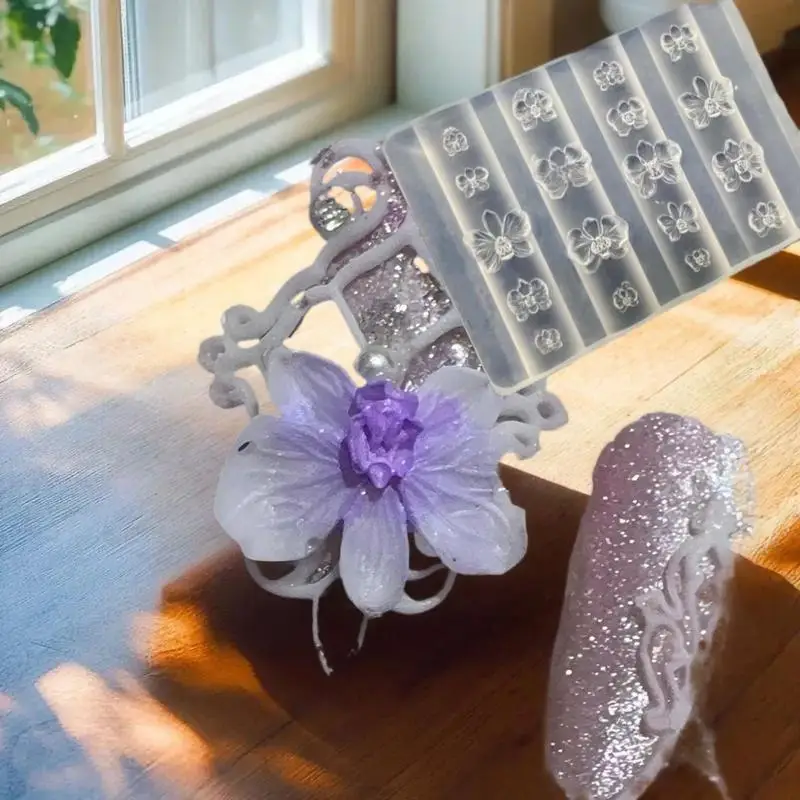 1PC 팔레놉시스 꽃 실리콘 네일 몰드 DIY 달콤한 나비 난초 꽃 디자인 매니큐어 템플릿 조각 네일 아트 몰드 도구