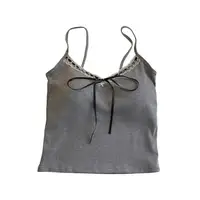 Chaud élégant dentelle Sexy gilet été décontracté sans manches t-shirts fille mince Camisole INS Y2k Streetwear dos nu gilet avec rembourré 5