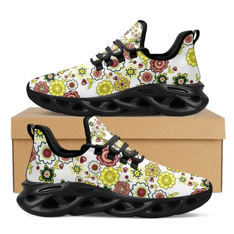 

2023 Fashion Broken Flowers Print Athletic Shoes For Women Man Breathable Lace Comfort Femme Footwear Platform Sneakers Luxury