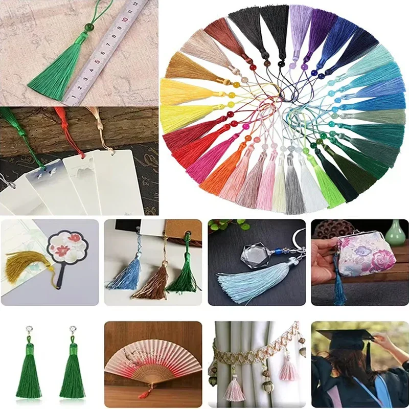 20/10/5Pcs Silky Handmade Tassel 13cm Soft Craft Mini Tassels With Beads Bookmarks Tassels Jewelry Making DIY Projects Decor