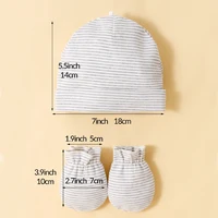 3 Hats and 3 Pairs of Mittons Newborn 100% Cotton Soft Comforttable Solid Color Baby Face Scratch Prevention Gloves 0-12 Month 2