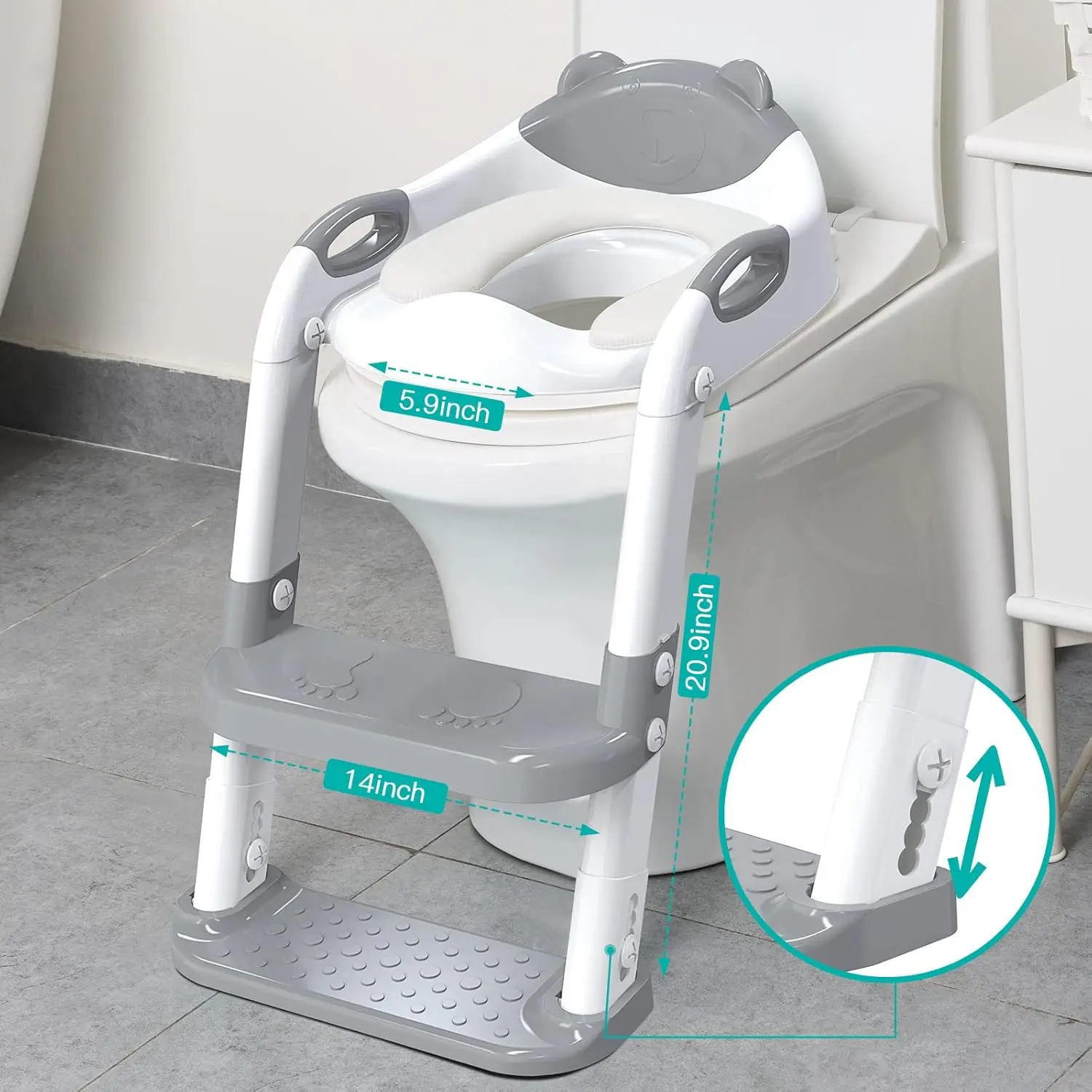 Toilet Potty Training Seat with Step Stool Ladder, Toddler Potty Seat Kids and Toddler Boys Girls, Splash Guard Safety Handles 2