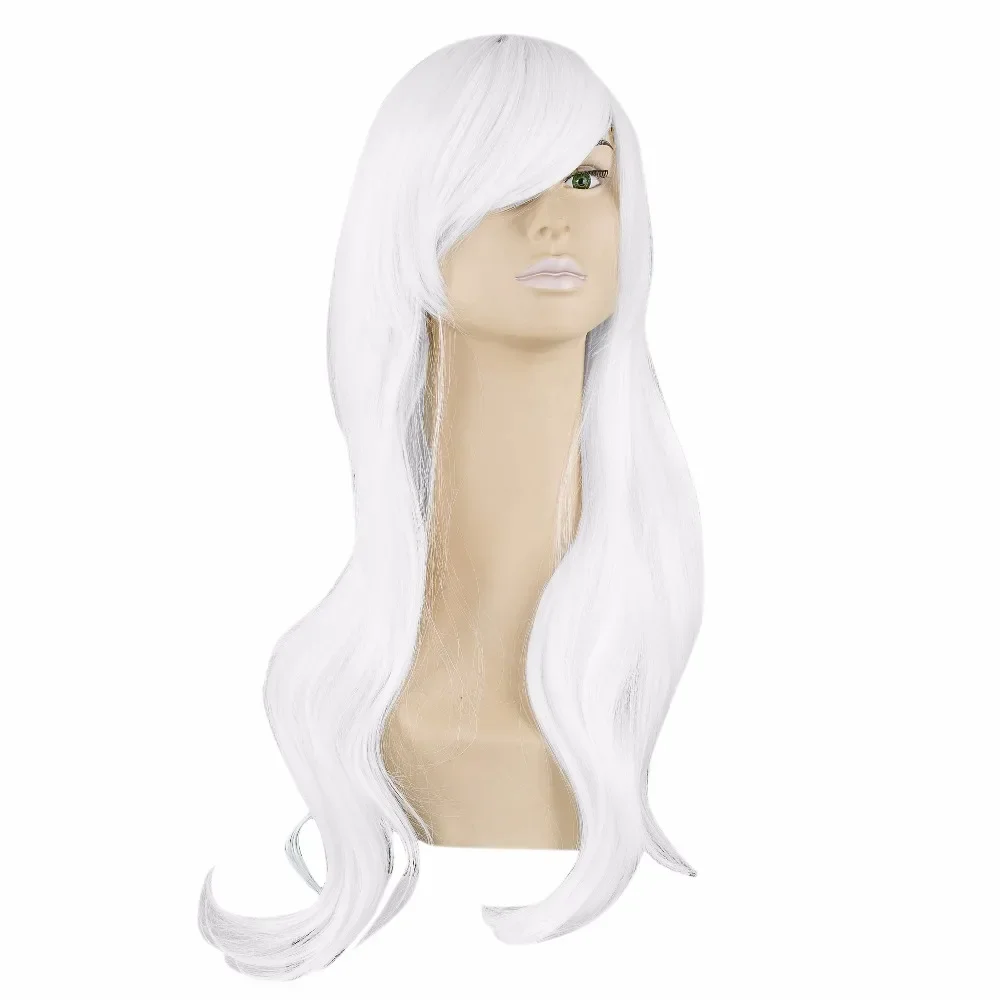 Cos-play Wig Synthetic Heat Resistant Long Wavy White Hair Halloween Peruca Carnival Party Masker Masquerade Hairpiece