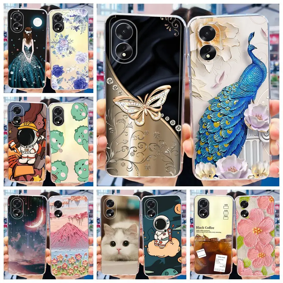 Per Oppo A38 Custodia Oppo A18 Cph2591 Elegante Cover Verniciata Custodia In Silicone Trasparente Per Oppo A18 A 38 Oppoa18 Oppoa38 Soft Shell