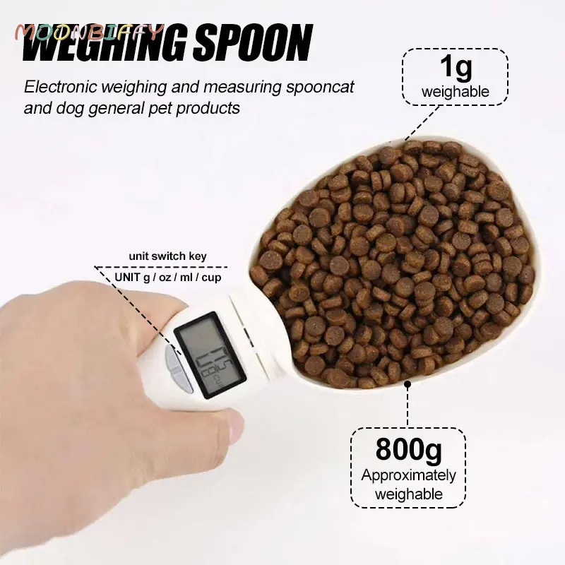 Pet Food Weighing Spoon Scale Electronic Measuring Tool Dog Cat Feeding Bowl Measuring Spoon