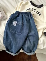 2025 printemps été vêtements pour enfants filles jean coton lâche bébé garçons sarouel 1-7 ans enfant en bas âge enfants pantalon Denim décontracté 3