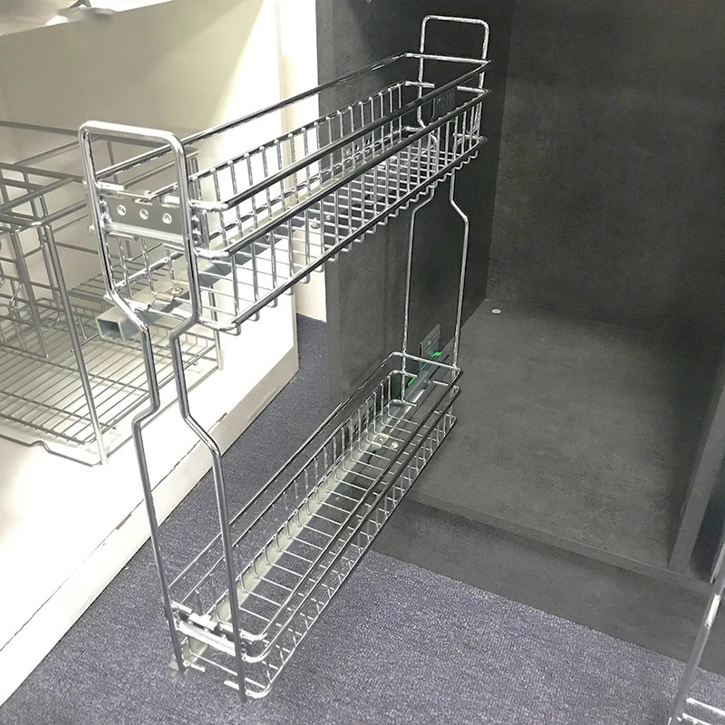 Drawer Style Pull Basket with Narrow Edge Storage Side Pull