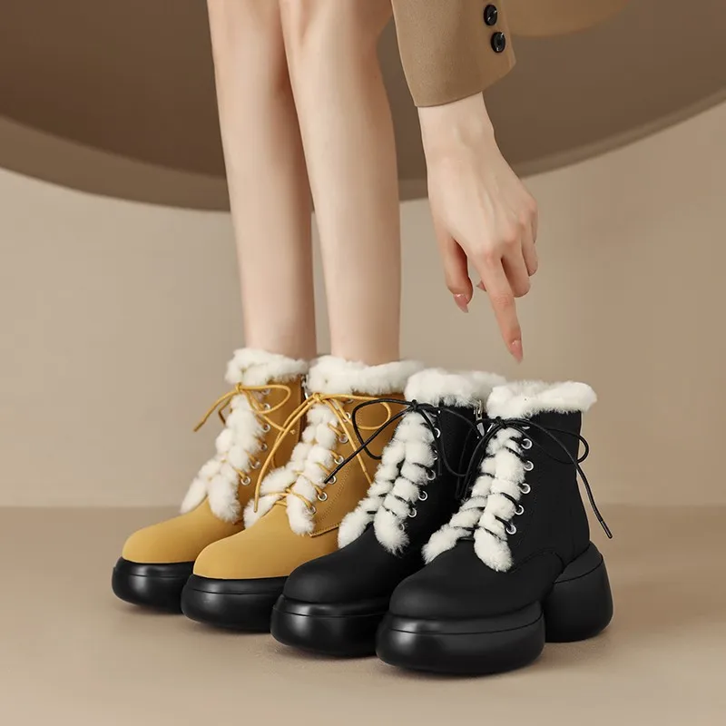 Women's Snow Boots Winter Shoes Warm Casual Fur Ankle Women's Non Slip Plush Suede Rubber Soled Shoes Women Boots Botas Mujer