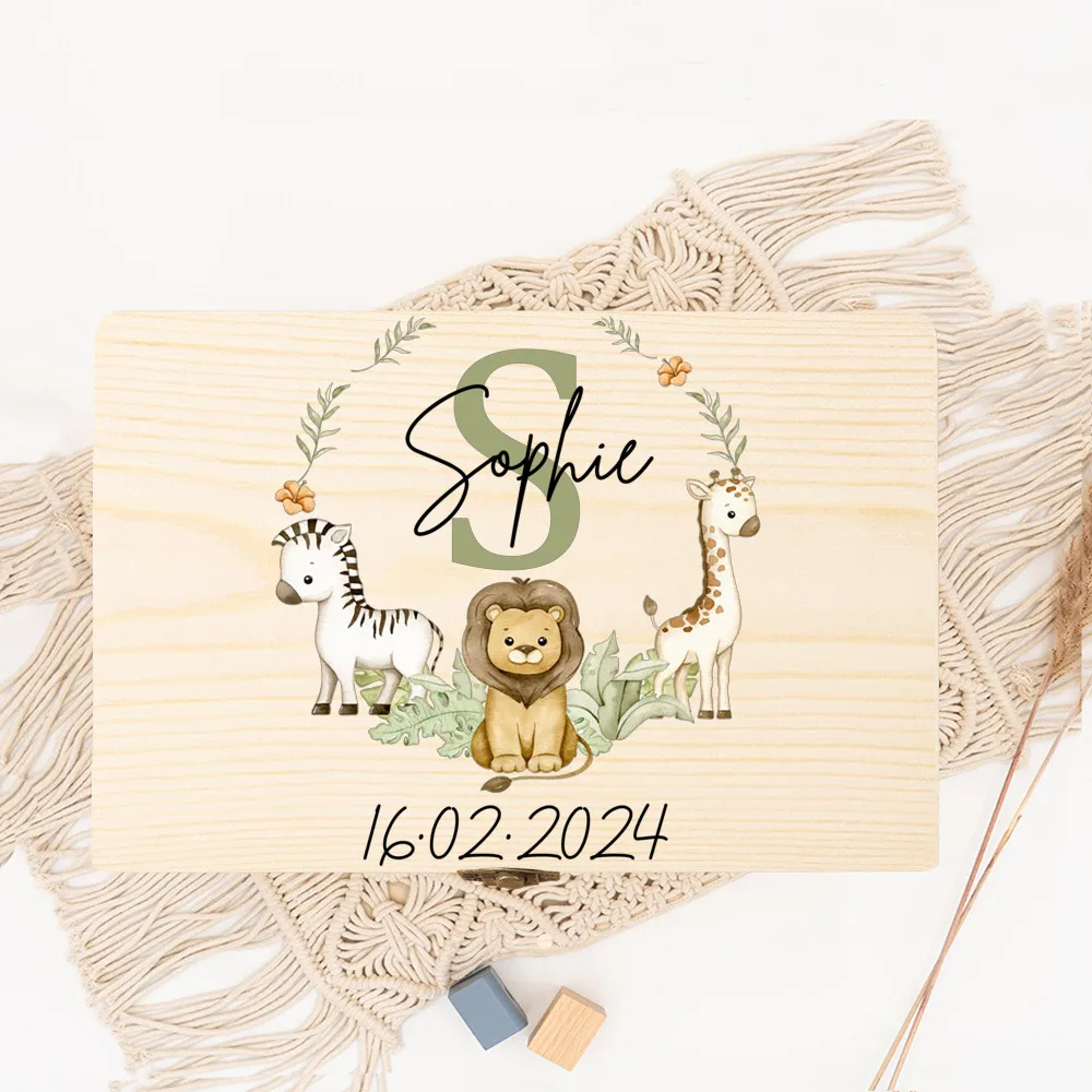 Personalized Baby Wooden Memory Box Newborn Birth Stats Keepsake Umbilical Cord Box Shower Gift