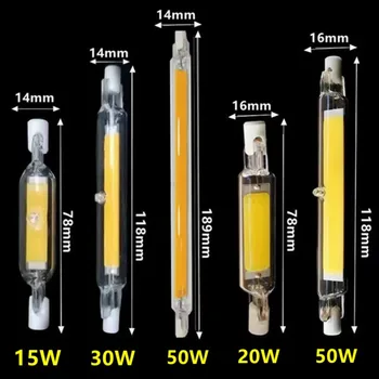 LED R7S COB 유리 튜브 고출력 COB 전구, 가정용 조명 교체 할로겐 램프, 78mm, 118mm, 189mm, J78 J118, AC110 V, 220V