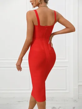Bandage Dress Women Party Dress Bodycon Elegant Sexy Evening Birthday Club Outfits 6