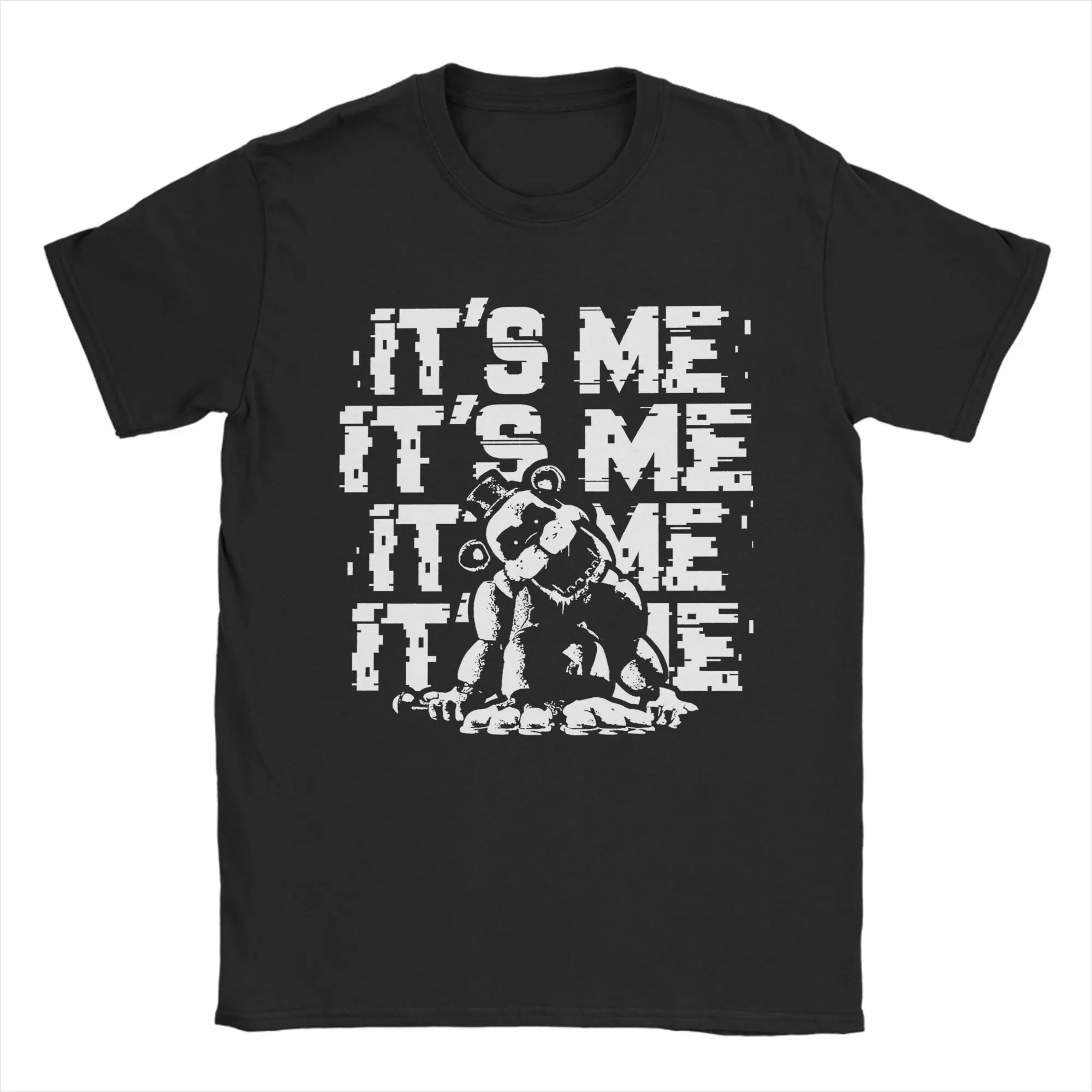 Men's Pure Cotton FNAF Freddy's Humor Crewneck T-Shirt - Short Sleeve Plus Size Top