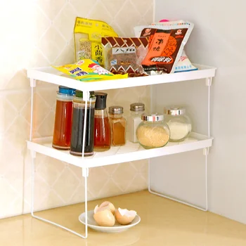 Foldable Storage Organizer Shelf, Multi-Purpose Bathroom & Kitchen Organizer, Space Saving Storage Rack for Cabinets, Countertop