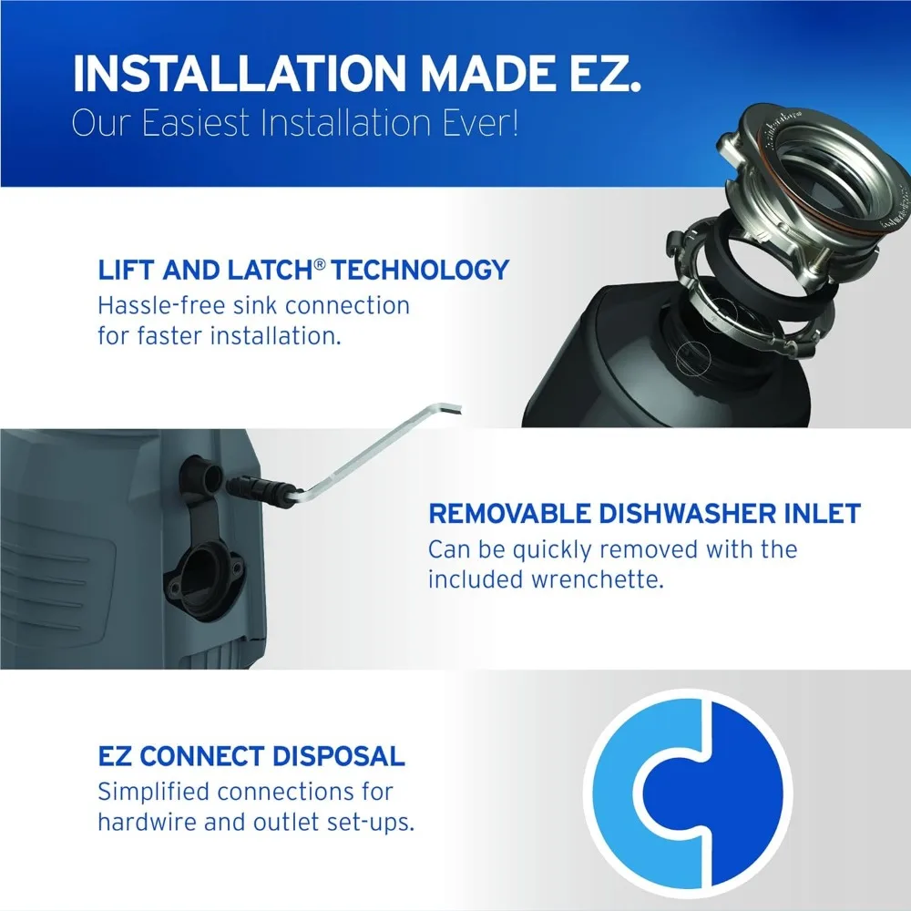 EVO CVR CNTRL Evolution Cover Control 3/4 HP, Advanced Series EZ Connect Batch Feed Food Waste Garbage Disposal, Gray 5