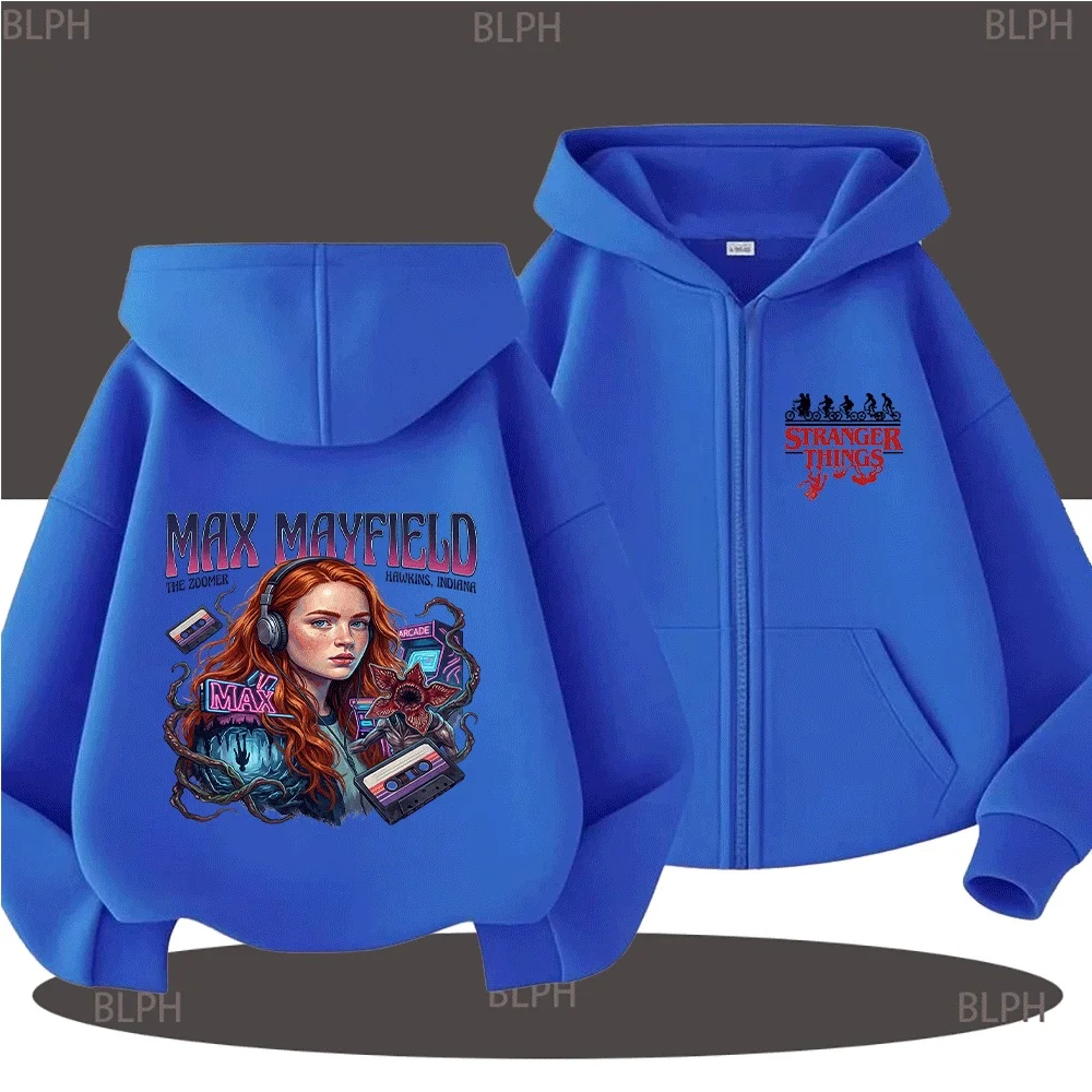 여성 및 아동용 스트레인지 맥스 메이필드 아케이드, 데모고르곤, 카세트 테이프 디자인의 지퍼업 후디