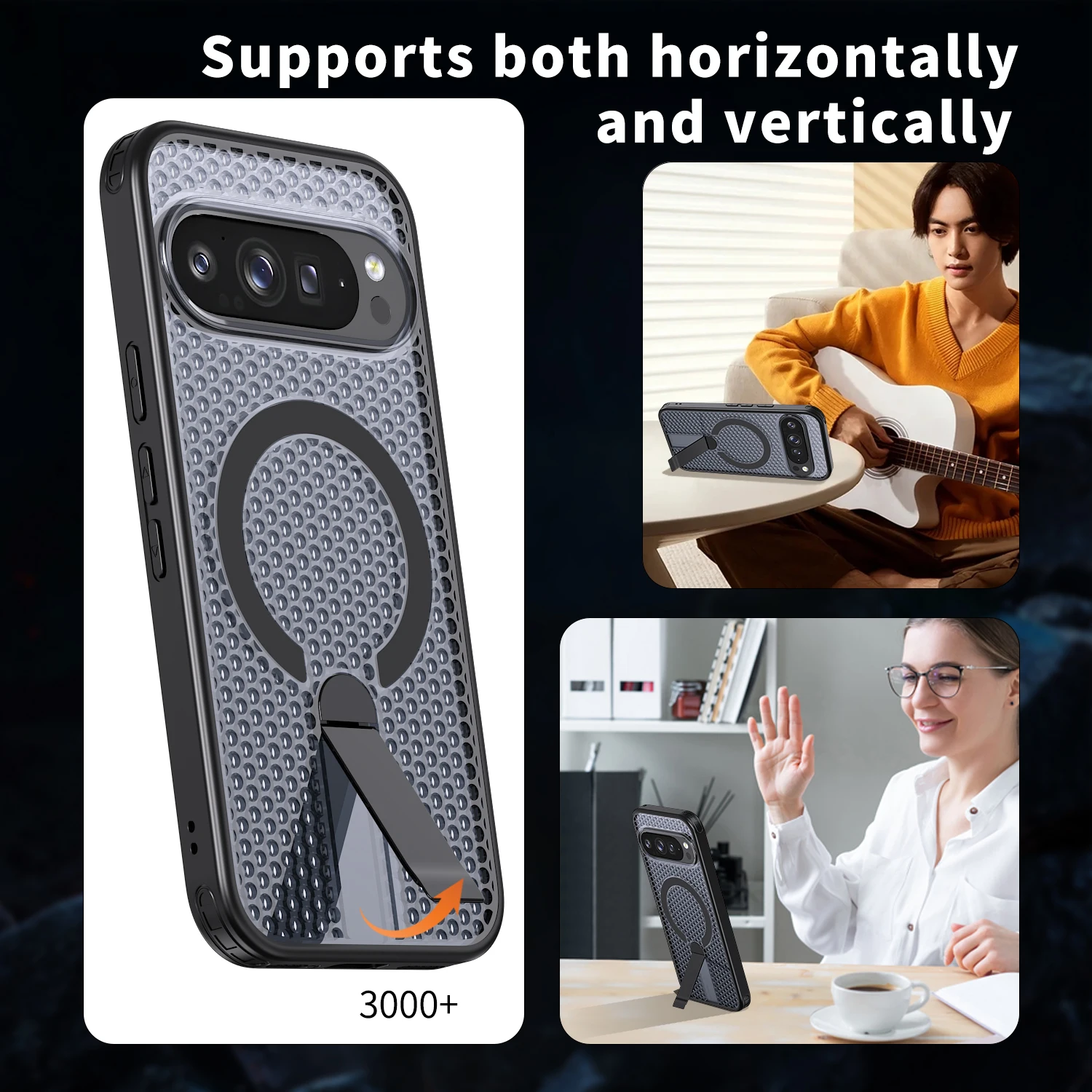 Magnetic Armor Shockproof Case with Cooling Design and Metal Bracket